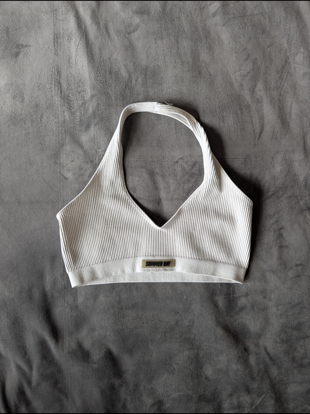 Summer Ray White Ribbed Halter Bralette